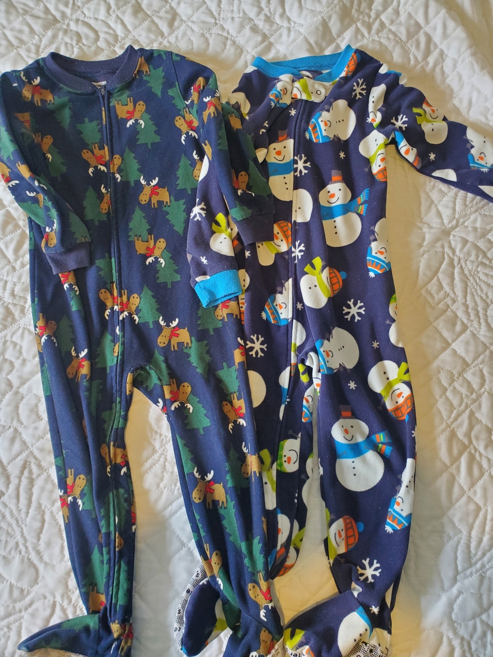 3T Footy Pajamas - Snowman & Reindeer Prints